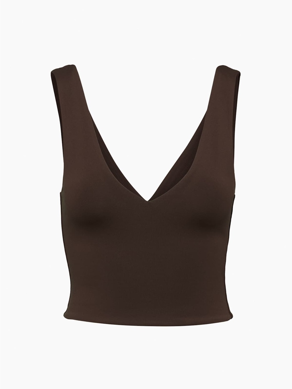 Wilfred Deep V Crop Tank Top in Chocolate Brown